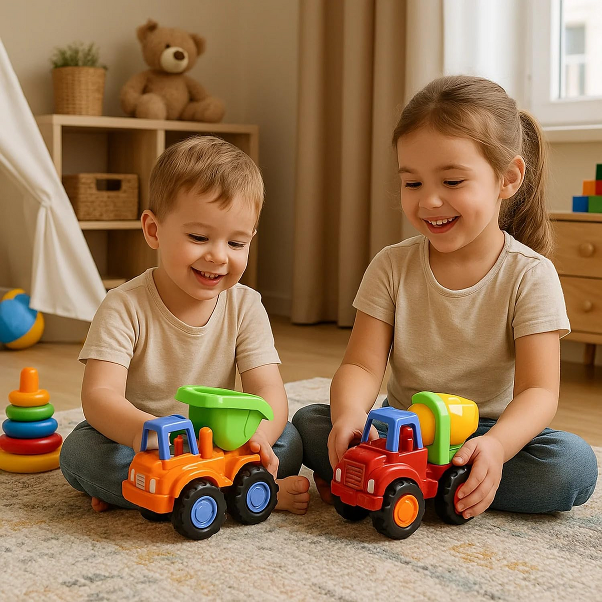 Construction Vehicle Set – 4 Mini Trucks