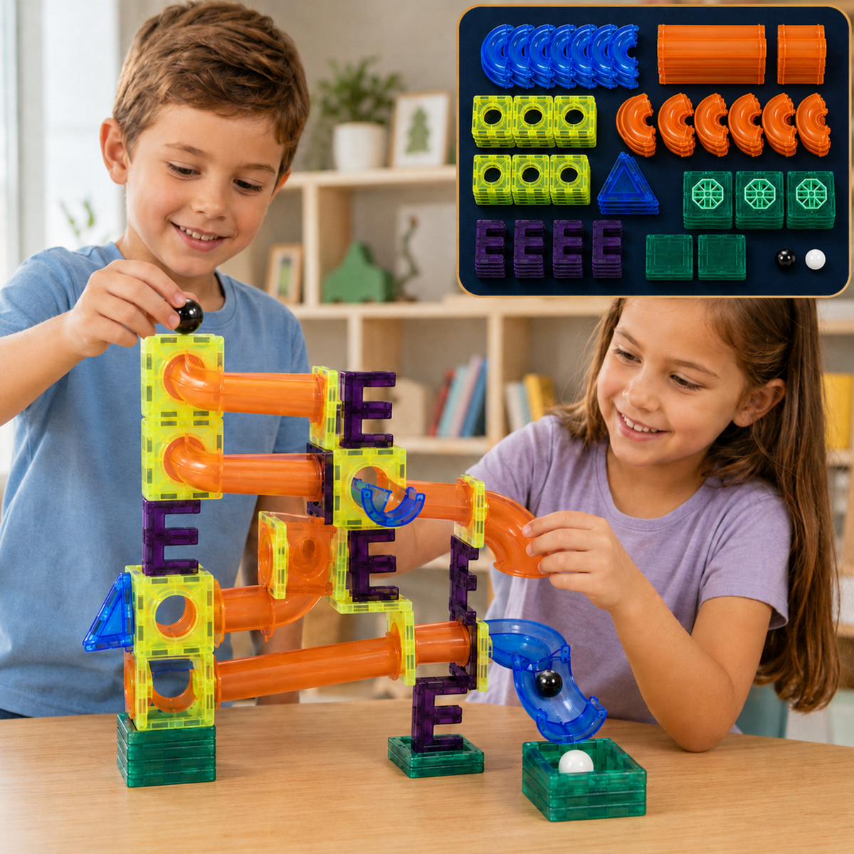 Magnetic Marble Run Building Set