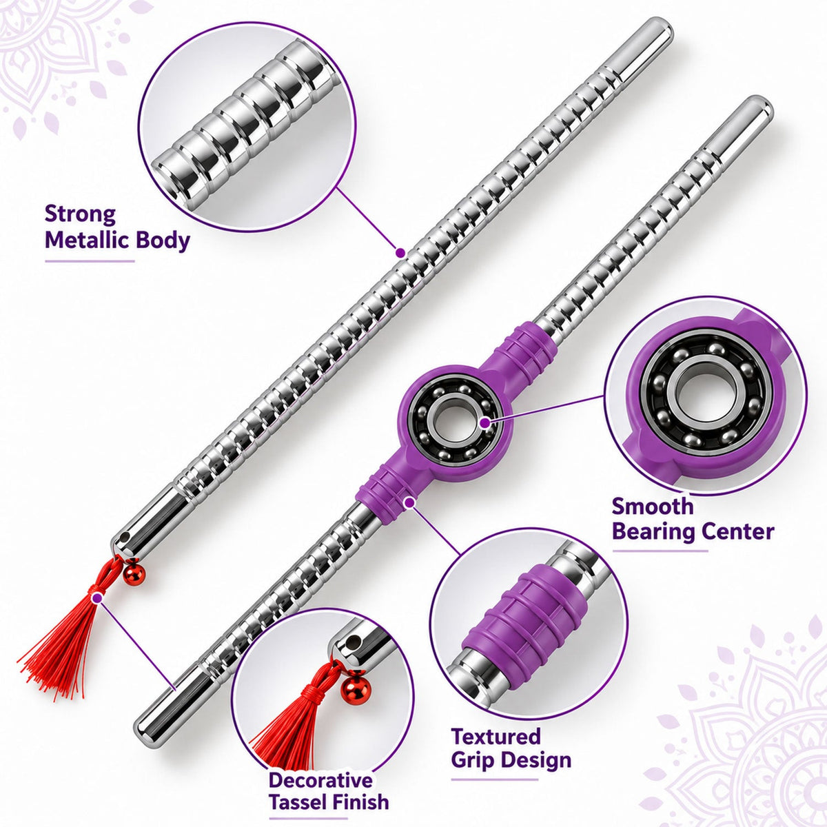Steel Dandiya Sticks with Tassels (1 Pair)