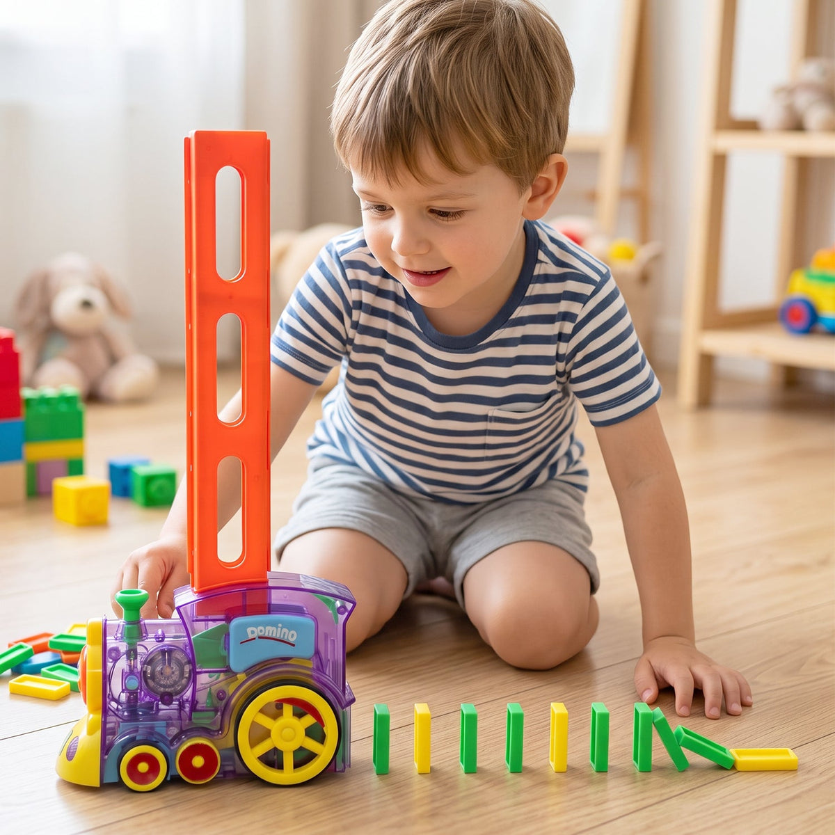 Automatic Domino Train with Light & Music