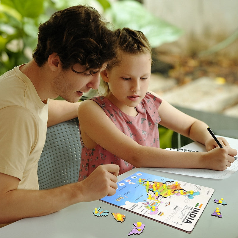 India Map Wooden Puzzle with Pegs