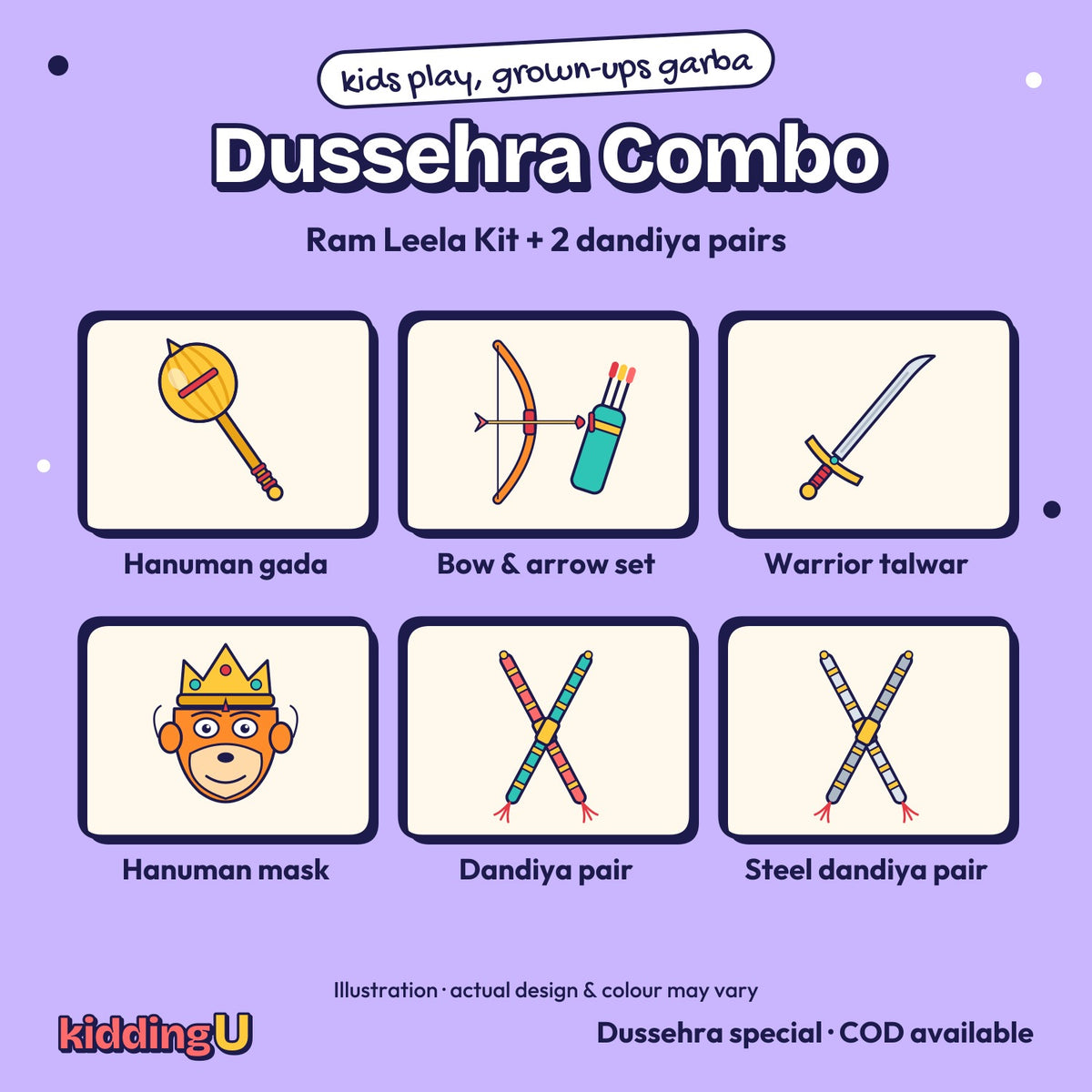 Dussehra Family Combo (Ram Leela Kit + 2 Dandiya Pairs)