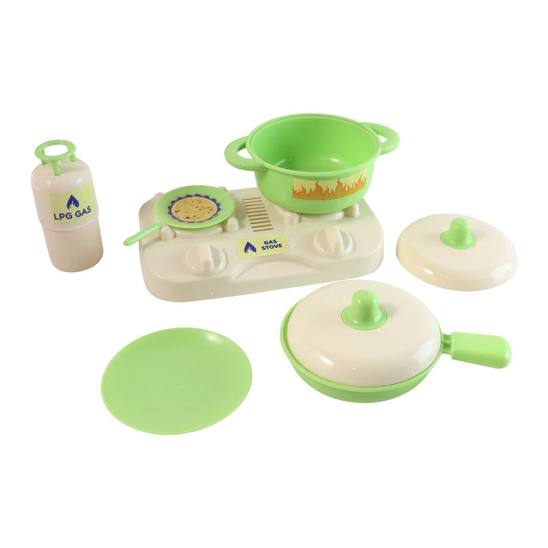 Kids Kitchen Play Set with Cookware & Gas Stove