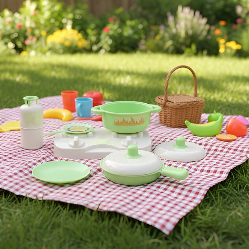 Kids Kitchen Play Set with Cookware & Gas Stove